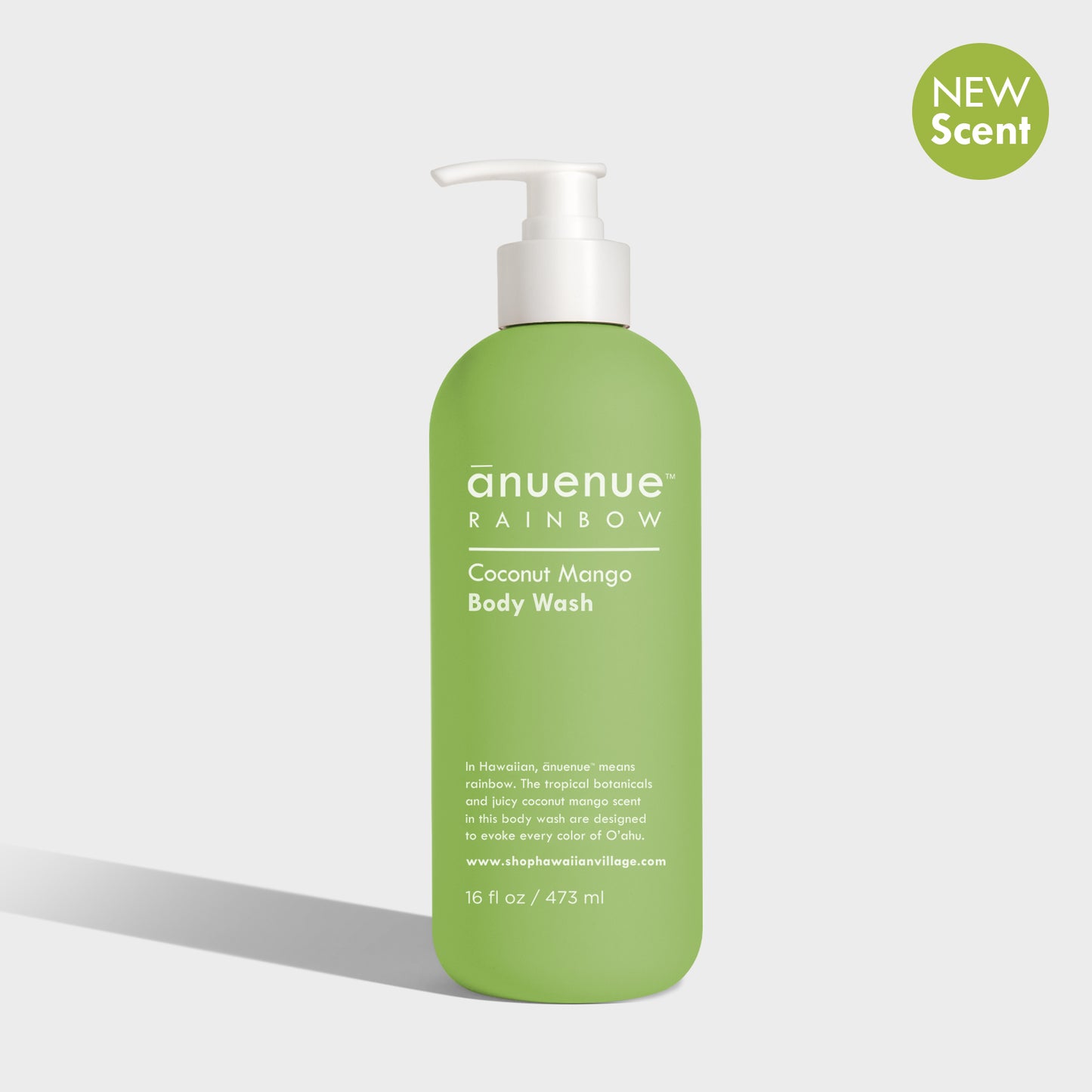 16 fl oz Coconut Mango Body Wash in green bottle